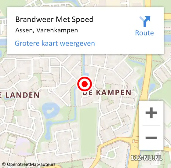 Locatie op kaart van de 112 melding: Brandweer Met Spoed Naar Assen, Varenkampen op 25 oktober 2024 19:34