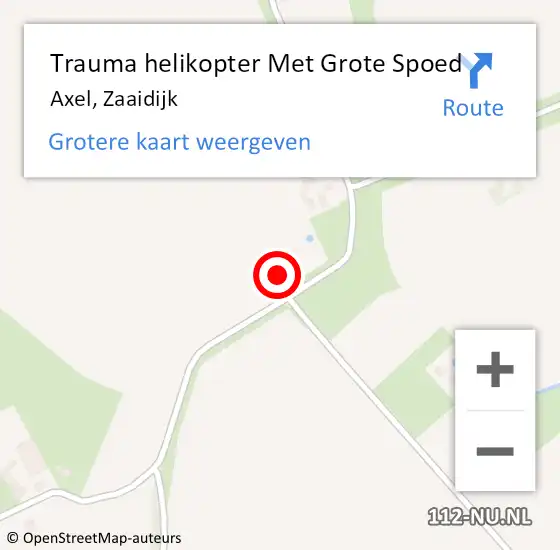 Locatie op kaart van de 112 melding: Trauma helikopter Met Grote Spoed Naar Axel, Zaaidijk op 25 oktober 2024 19:35