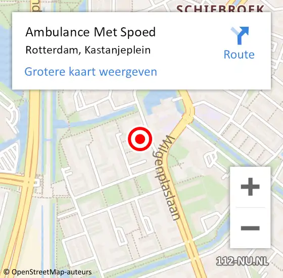 Locatie op kaart van de 112 melding: Ambulance Met Spoed Naar Rotterdam, Kastanjeplein op 25 oktober 2024 19:40