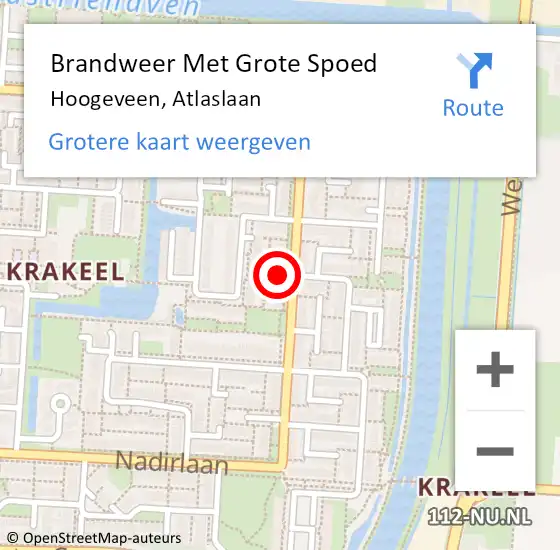 Locatie op kaart van de 112 melding: Brandweer Met Grote Spoed Naar Hoogeveen, Atlaslaan op 25 oktober 2024 20:02