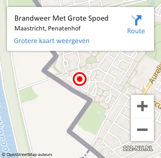 Locatie op kaart van de 112 melding: Brandweer Met Grote Spoed Naar Maastricht, Penatenhof op 25 oktober 2024 20:19