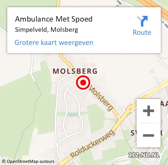 Locatie op kaart van de 112 melding: Ambulance Met Spoed Naar Simpelveld, Molsberg op 24 oktober 2014 17:35