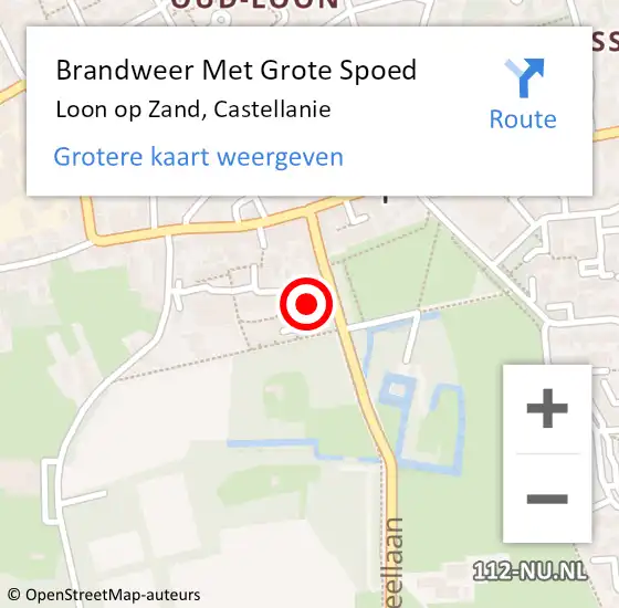 Locatie op kaart van de 112 melding: Brandweer Met Grote Spoed Naar Loon op Zand, Castellanie op 25 oktober 2024 20:53