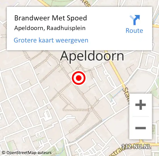 Locatie op kaart van de 112 melding: Brandweer Met Spoed Naar Apeldoorn, Raadhuisplein op 25 oktober 2024 21:04