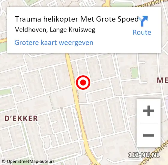 Locatie op kaart van de 112 melding: Trauma helikopter Met Grote Spoed Naar Veldhoven, Lange Kruisweg op 25 oktober 2024 21:21