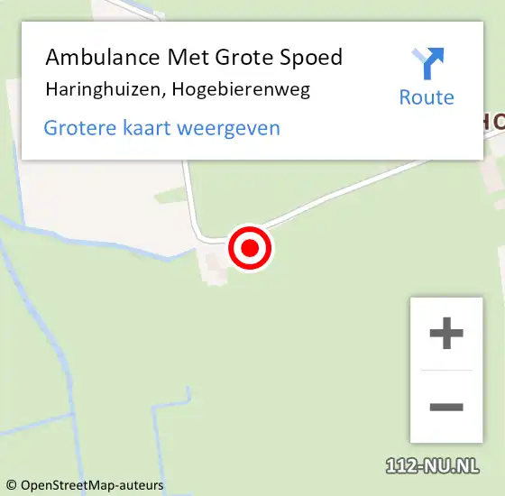 Locatie op kaart van de 112 melding: Ambulance Met Grote Spoed Naar Haringhuizen, Hogebierenweg op 25 oktober 2024 21:23