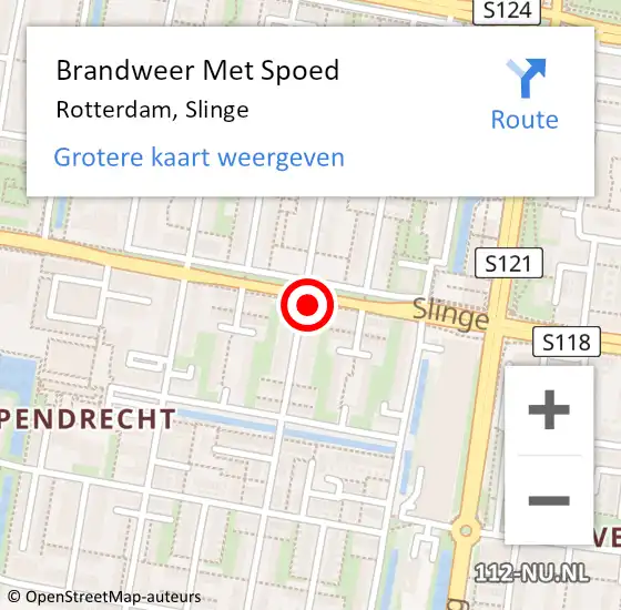 Locatie op kaart van de 112 melding: Brandweer Met Spoed Naar Rotterdam, Slinge op 25 oktober 2024 21:34