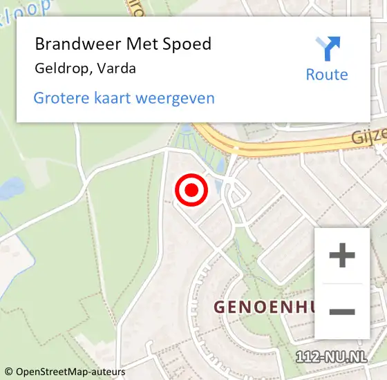 Locatie op kaart van de 112 melding: Brandweer Met Spoed Naar Geldrop, Varda op 25 oktober 2024 21:35