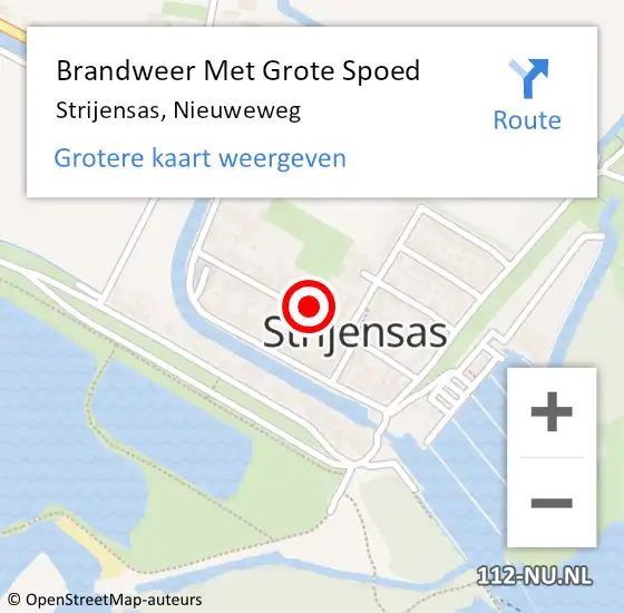 Locatie op kaart van de 112 melding: Brandweer Met Grote Spoed Naar Strijensas, Nieuweweg op 25 oktober 2024 21:41