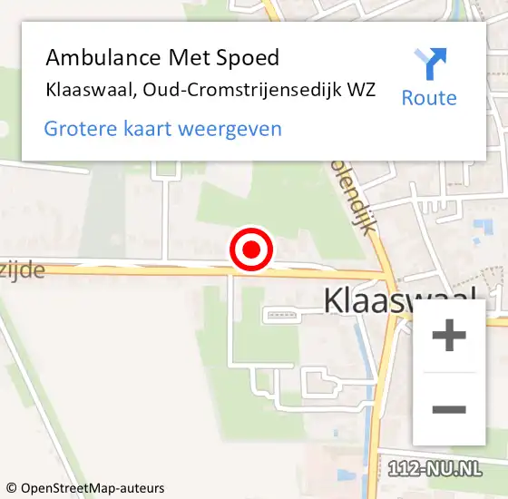 Locatie op kaart van de 112 melding: Ambulance Met Spoed Naar Klaaswaal, Oud-Cromstrijensedijk WZ op 25 oktober 2024 21:43