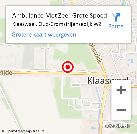 Locatie op kaart van de 112 melding: Ambulance Met Zeer Grote Spoed Naar Klaaswaal, Oud-Cromstrijensedijk WZ op 25 oktober 2024 21:44