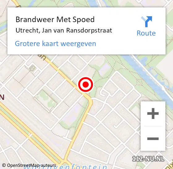 Locatie op kaart van de 112 melding: Brandweer Met Spoed Naar Utrecht, Jan van Ransdorpstraat op 25 oktober 2024 21:45