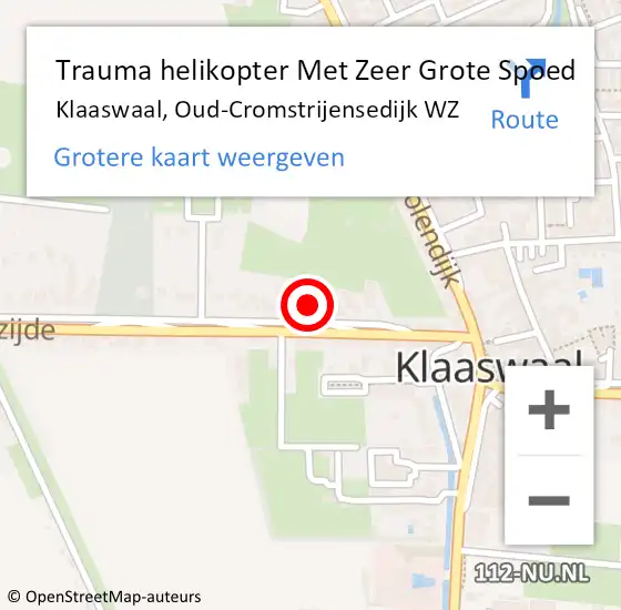 Locatie op kaart van de 112 melding: Trauma helikopter Met Zeer Grote Spoed Naar Klaaswaal, Oud-Cromstrijensedijk WZ op 25 oktober 2024 21:48