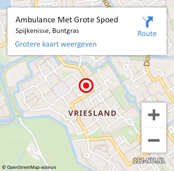 Locatie op kaart van de 112 melding: Ambulance Met Grote Spoed Naar Spijkenisse, Buntgras op 25 oktober 2024 22:30