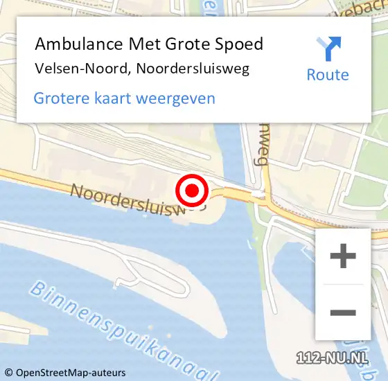 Locatie op kaart van de 112 melding: Ambulance Met Grote Spoed Naar Velsen-Noord, Noordersluisweg op 25 oktober 2024 22:32