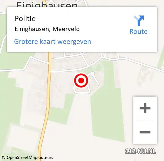 Locatie op kaart van de 112 melding: Politie Einighausen, Meerveld op 25 oktober 2024 22:44