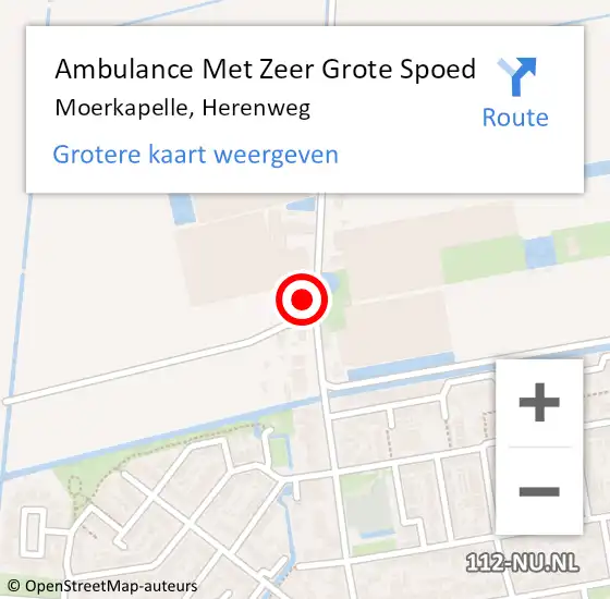 Locatie op kaart van de 112 melding: Ambulance Met Zeer Grote Spoed Naar Moerkapelle, Herenweg op 25 oktober 2024 22:44