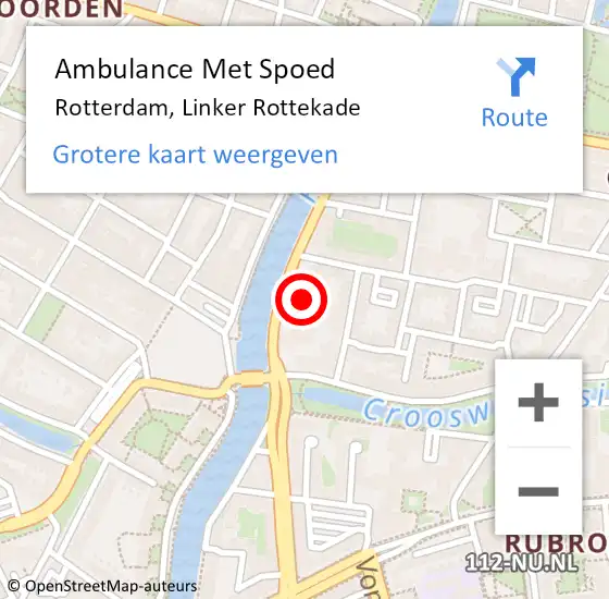 Locatie op kaart van de 112 melding: Ambulance Met Spoed Naar Rotterdam, Linker Rottekade op 25 oktober 2024 22:57