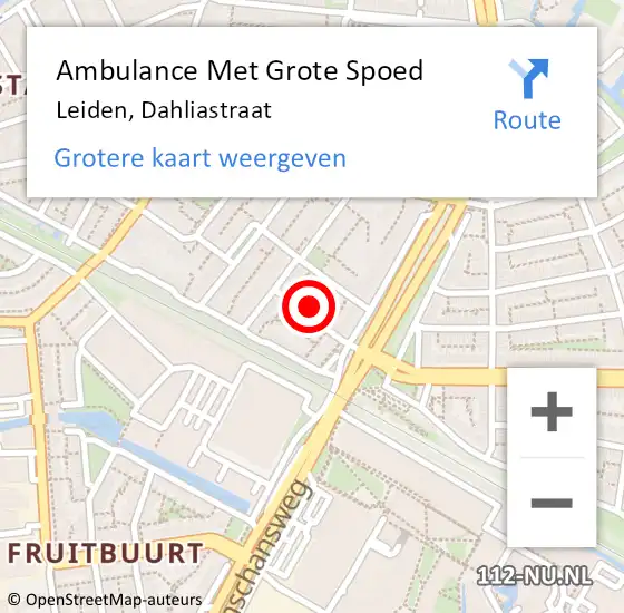 Locatie op kaart van de 112 melding: Ambulance Met Grote Spoed Naar Noordwijk, Dahliastraat op 25 oktober 2024 23:00