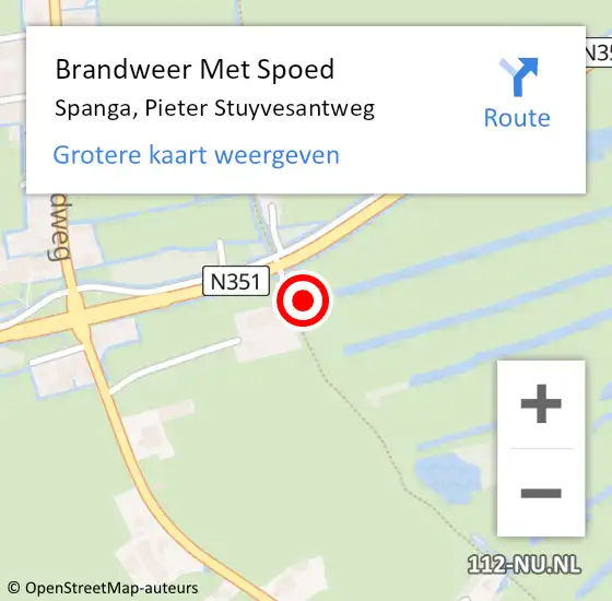 Locatie op kaart van de 112 melding: Brandweer Met Spoed Naar Spanga, Pieter Stuyvesantweg op 25 oktober 2024 23:02