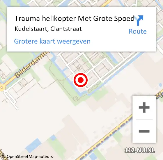 Locatie op kaart van de 112 melding: Trauma helikopter Met Grote Spoed Naar Kudelstaart, Clantstraat op 25 oktober 2024 23:17