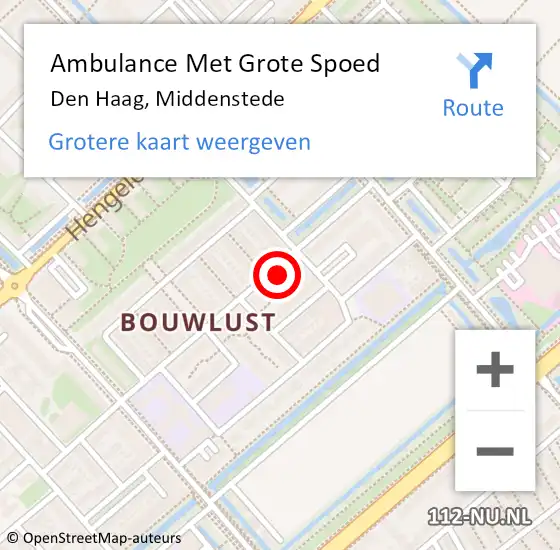 Locatie op kaart van de 112 melding: Ambulance Met Grote Spoed Naar Den Haag, Middenstede op 25 oktober 2024 23:22