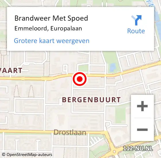 Locatie op kaart van de 112 melding: Brandweer Met Spoed Naar Emmeloord, Europalaan op 25 oktober 2024 23:47