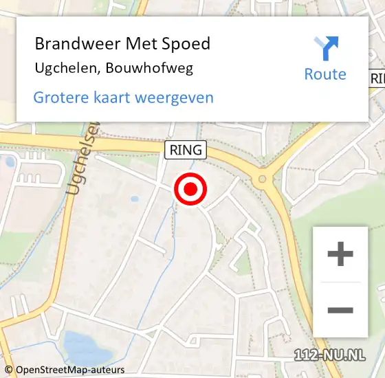 Locatie op kaart van de 112 melding: Brandweer Met Spoed Naar Ugchelen, Bouwhofweg op 26 oktober 2024 00:01