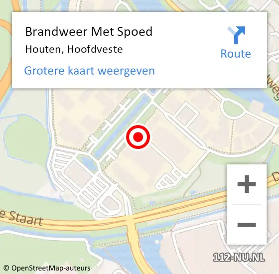 Locatie op kaart van de 112 melding: Brandweer Met Spoed Naar Houten, Hoofdveste op 26 oktober 2024 00:05