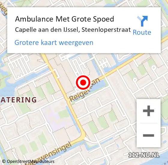 Locatie op kaart van de 112 melding: Ambulance Met Grote Spoed Naar Capelle aan den IJssel, Steenloperstraat op 26 oktober 2024 00:10