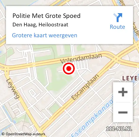 Locatie op kaart van de 112 melding: Politie Met Grote Spoed Naar Den Haag, Heiloostraat op 26 oktober 2024 00:11