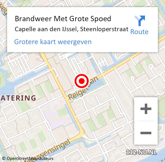 Locatie op kaart van de 112 melding: Brandweer Met Grote Spoed Naar Capelle aan den IJssel, Steenloperstraat op 26 oktober 2024 00:23