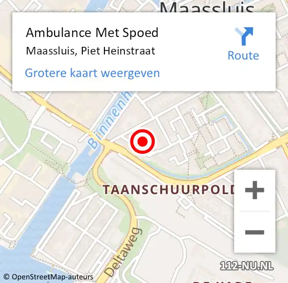 Locatie op kaart van de 112 melding: Ambulance Met Spoed Naar Maassluis, Piet Heinstraat op 26 oktober 2024 00:24