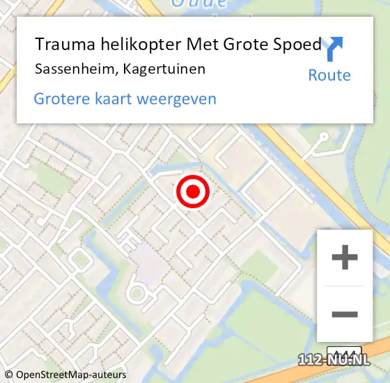 Locatie op kaart van de 112 melding: Trauma helikopter Met Grote Spoed Naar Sassenheim, Kagertuinen op 26 oktober 2024 00:31