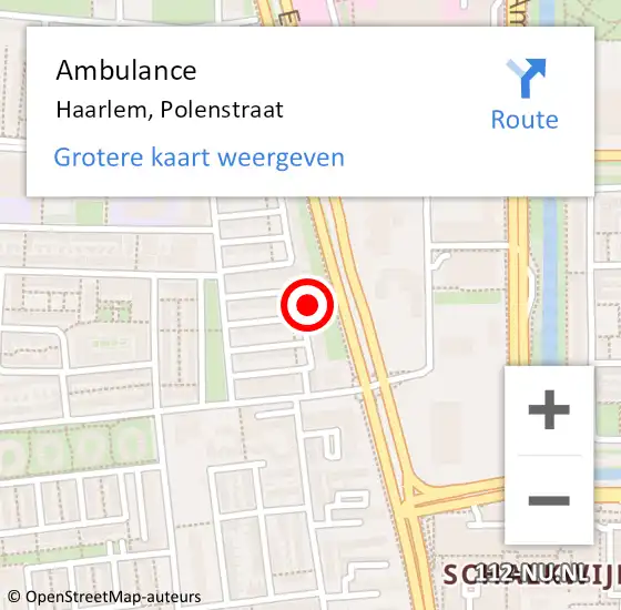 Locatie op kaart van de 112 melding: Ambulance Haarlem, Polenstraat op 26 oktober 2024 00:40