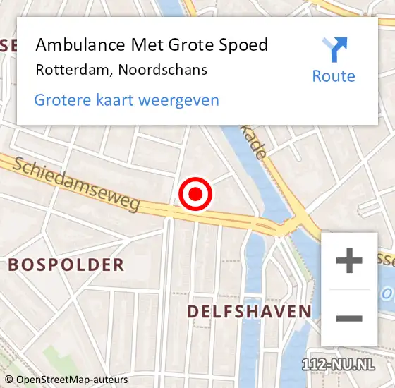 Locatie op kaart van de 112 melding: Ambulance Met Grote Spoed Naar Rotterdam, Noordschans op 26 oktober 2024 00:51