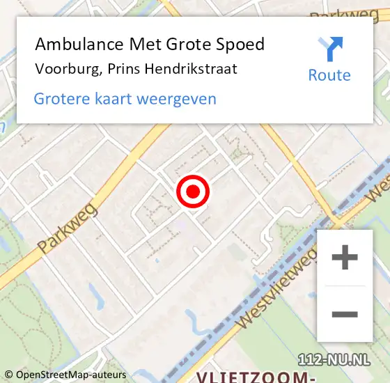 Locatie op kaart van de 112 melding: Ambulance Met Grote Spoed Naar Voorburg, Prins Hendrikstraat op 26 oktober 2024 01:13