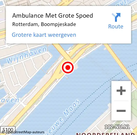 Locatie op kaart van de 112 melding: Ambulance Met Grote Spoed Naar Rotterdam, Boompjeskade op 26 oktober 2024 01:32