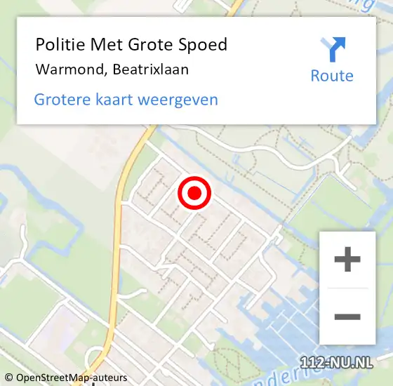 Locatie op kaart van de 112 melding: Politie Met Grote Spoed Naar Warmond, Beatrixlaan op 26 oktober 2024 02:24