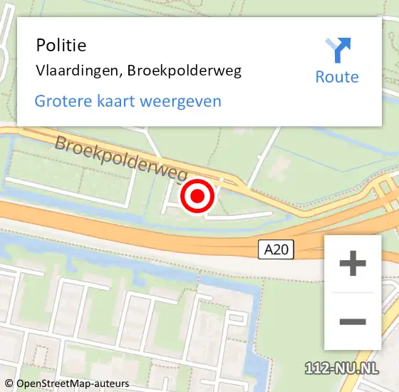 Locatie op kaart van de 112 melding: Politie Vlaardingen, Broekpolderweg op 26 oktober 2024 02:50