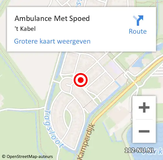 Locatie op kaart van de 112 melding: Ambulance Met Spoed Naar 't Kabel op 24 oktober 2014 18:03