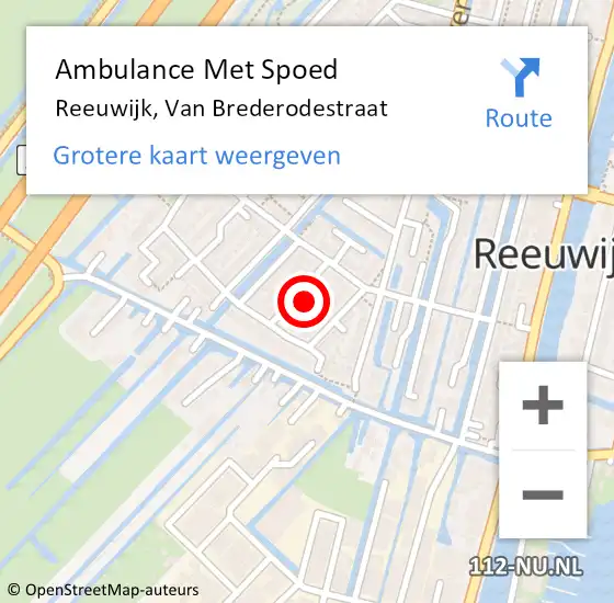 Locatie op kaart van de 112 melding: Ambulance Met Spoed Naar Reeuwijk, Van Brederodestraat op 26 oktober 2024 03:00