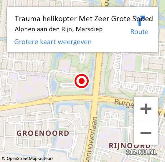 Locatie op kaart van de 112 melding: Trauma helikopter Met Zeer Grote Spoed Naar Alphen aan den Rijn, Marsdiep op 26 oktober 2024 03:23