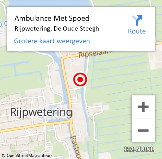 Locatie op kaart van de 112 melding: Ambulance Met Spoed Naar Rijpwetering, De Oude Steegh op 26 oktober 2024 03:29