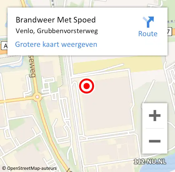 Locatie op kaart van de 112 melding: Brandweer Met Spoed Naar Venlo, Grubbenvorsterweg op 26 oktober 2024 03:50