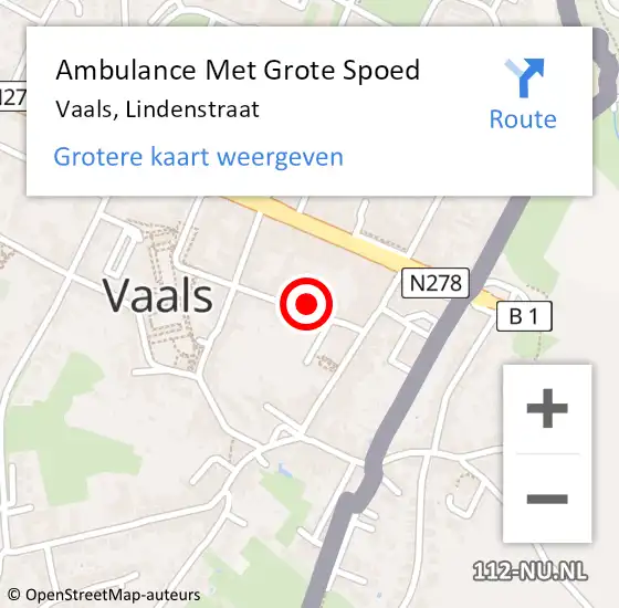 Locatie op kaart van de 112 melding: Ambulance Met Grote Spoed Naar Vaals, Lindenstraat op 24 oktober 2014 18:08