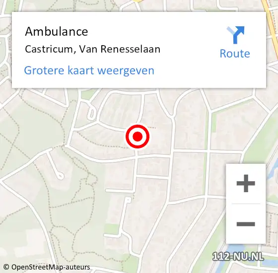 Locatie op kaart van de 112 melding: Ambulance Castricum, Van Renesselaan op 26 oktober 2024 04:36