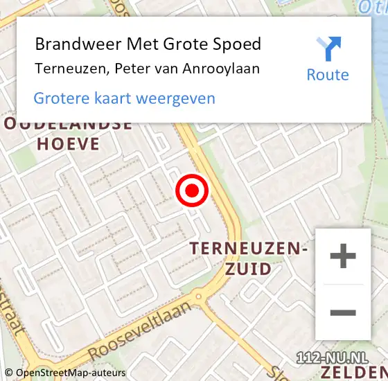 Locatie op kaart van de 112 melding: Brandweer Met Grote Spoed Naar Terneuzen, Peter van Anrooylaan op 26 oktober 2024 04:42