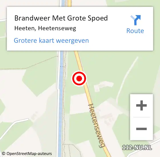 Locatie op kaart van de 112 melding: Brandweer Met Grote Spoed Naar Heeten, Heetenseweg op 26 oktober 2024 04:43