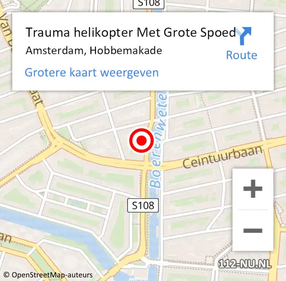 Locatie op kaart van de 112 melding: Trauma helikopter Met Grote Spoed Naar Amsterdam, Hobbemakade op 26 oktober 2024 05:18